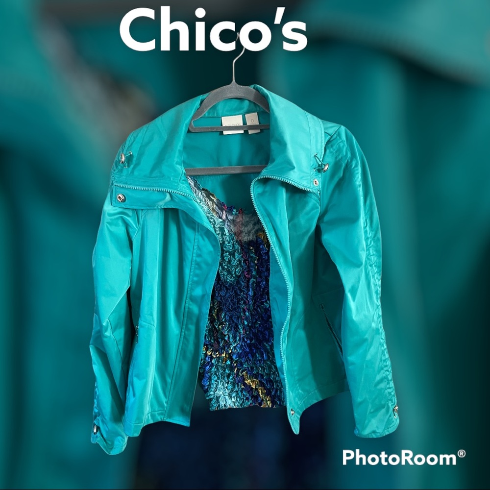Beautiful Blue Light Chico’s Jacket and Tank Top Size 0 Small